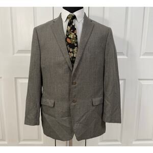Chaps Men's Gray Mini Houndstooth 2 Buttons Sportscoat Blazer Jacket Size 44R